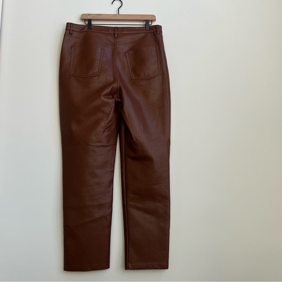 Aritzia Wilfred The Melina Vegan High Waisted Faux Leather Pant 16 Straight Leg - Picture 10 of 13